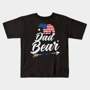 Dad Bear Patriotic Flag Matching 4th Of July Kids T-Shirt
